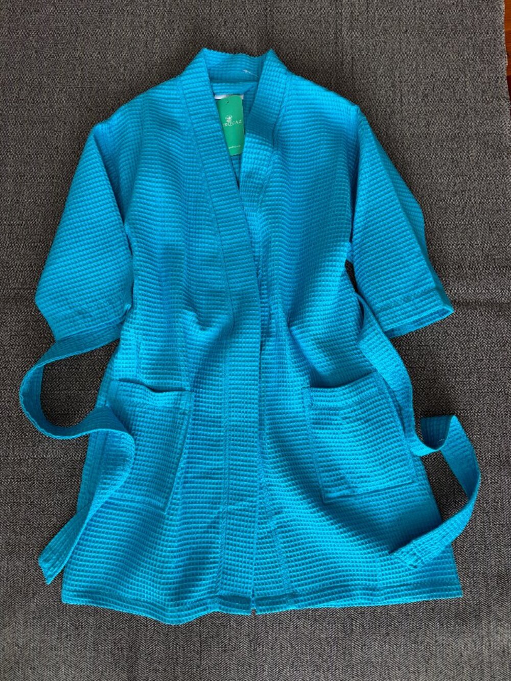 Turquoise Turquaz NWT Waffle Weave Bath Robe S/M - Picture 7 of 14